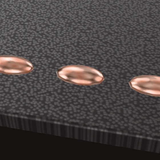 Two thread-wrapped studs raked in studio light
